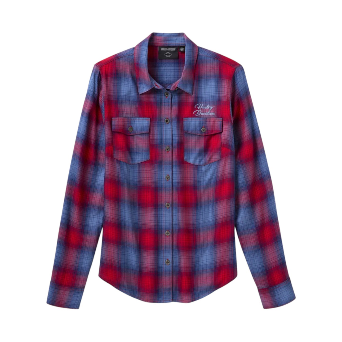 H-D ESSENTIAL PLAID BUTTON FRONT SHIRT - RED/BLUE