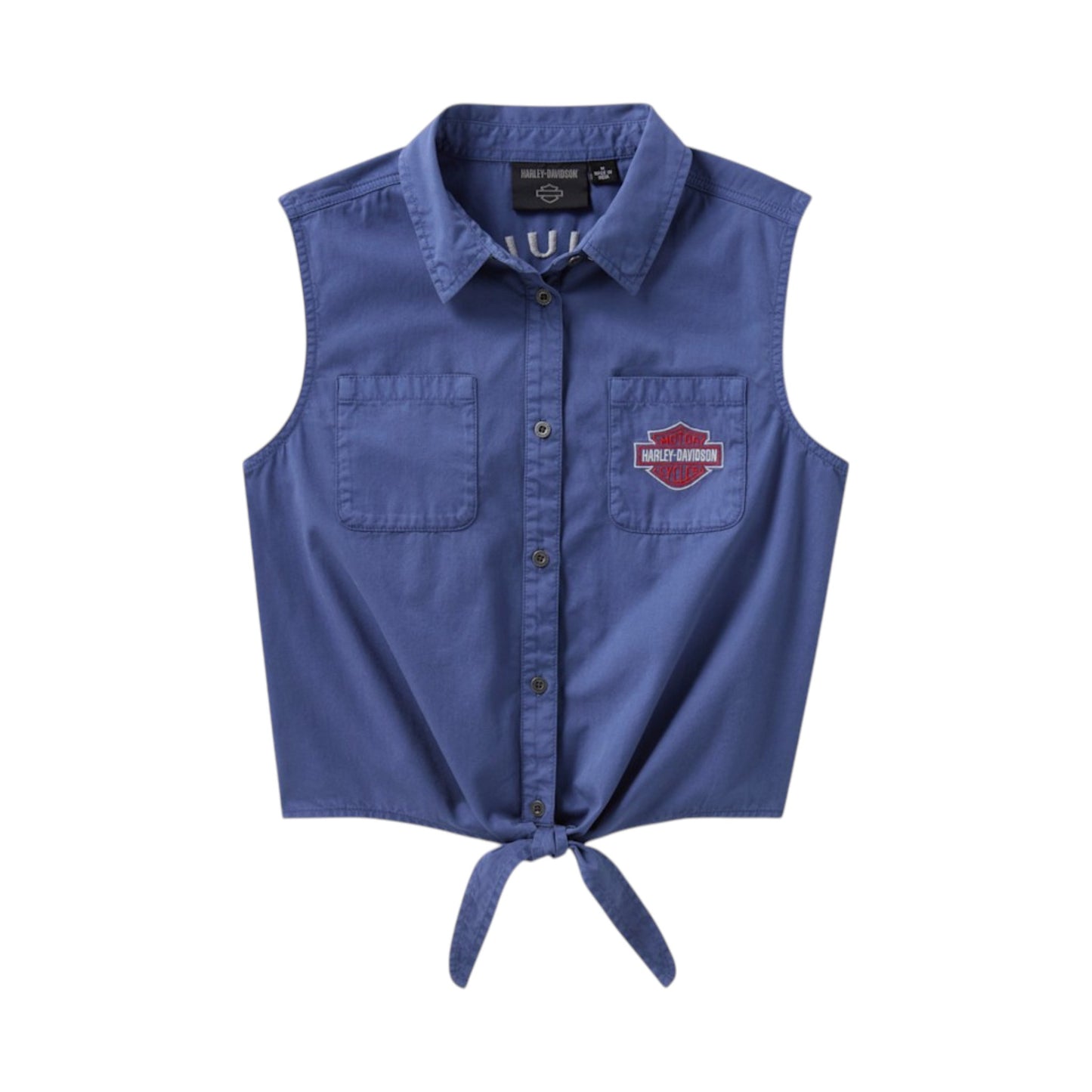 H-D ESSENTIAL TIE FRONT TOP - BLUE