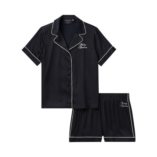 SATIN SHORT SET - BLACK