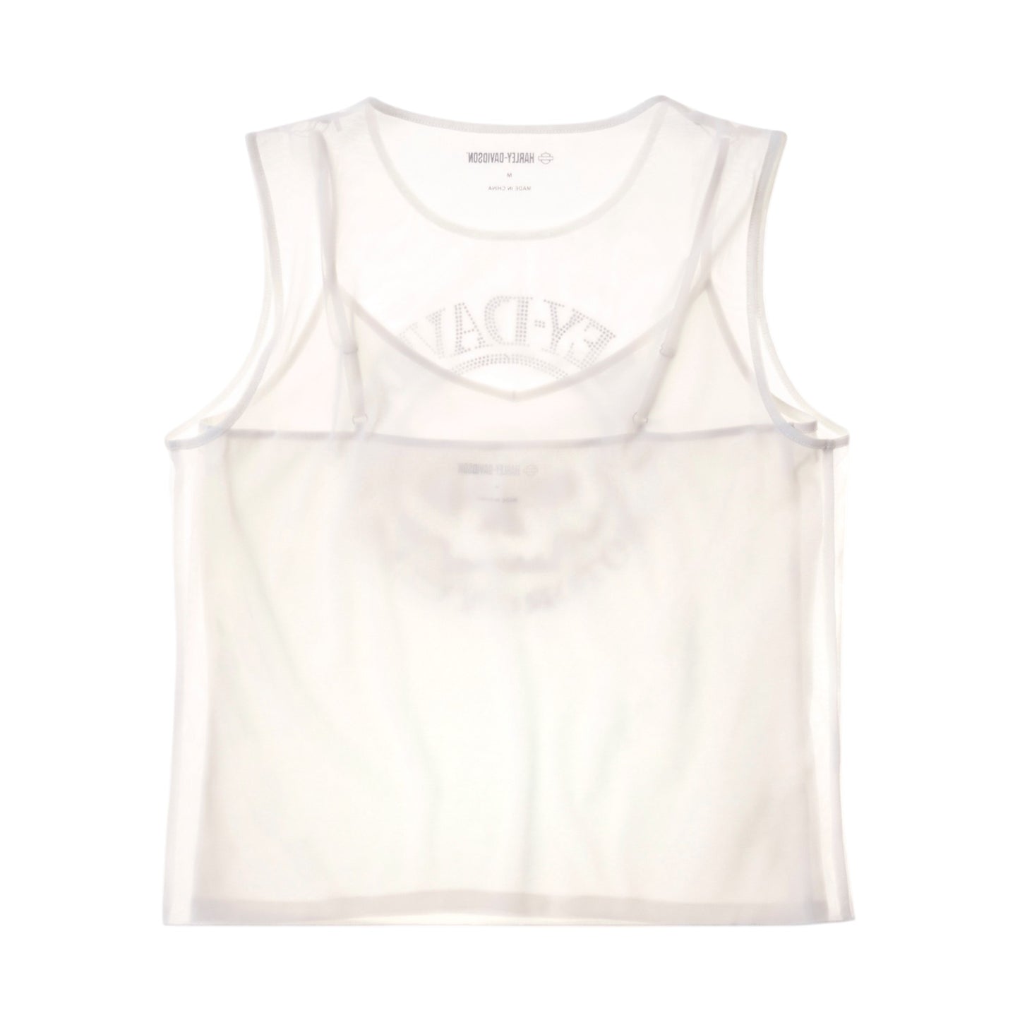 WILLIE G SKULL BLING MESH TOP - WHITE