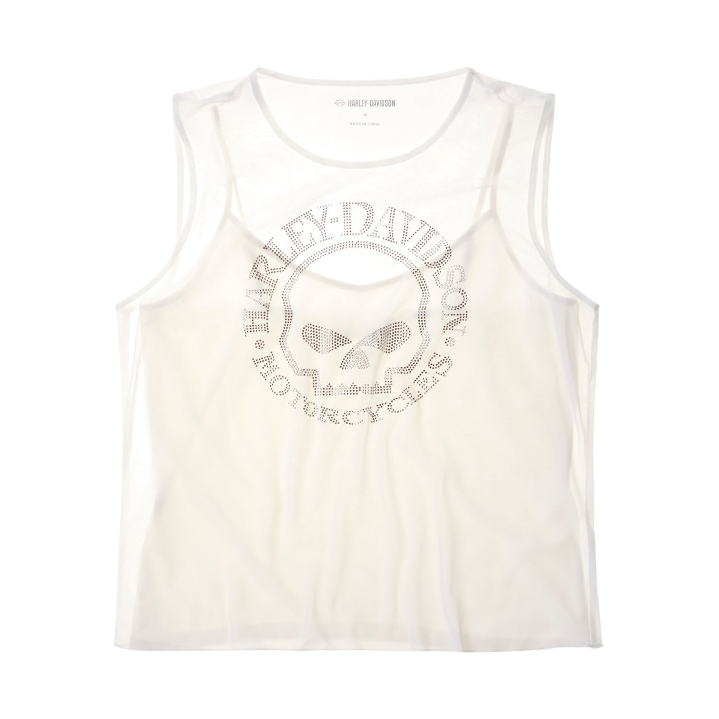 WILLIE G SKULL BLING MESH TOP - WHITE