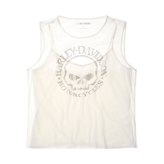 WILLIE G SKULL BLING MESH TOP - WHITE
