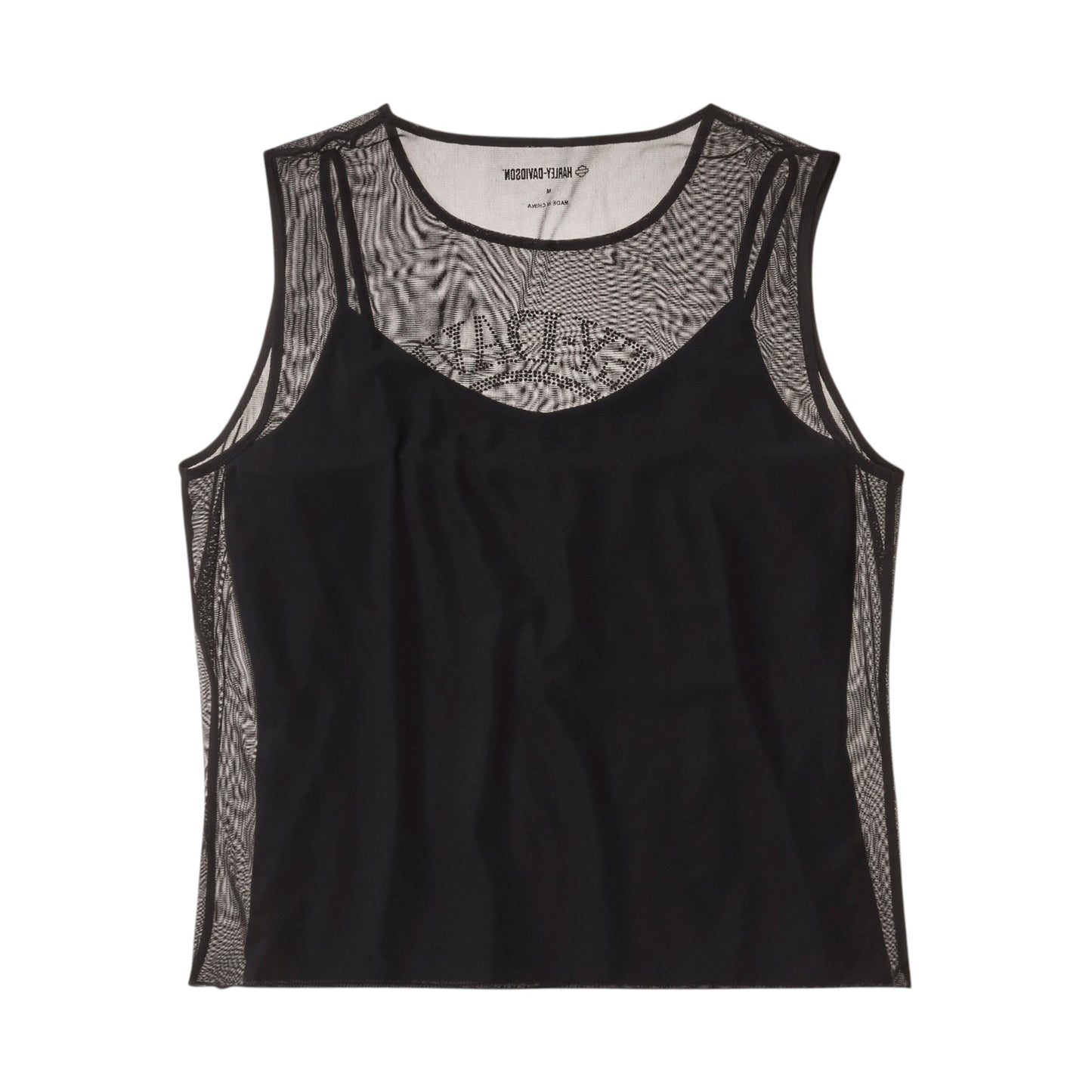 WILLIE G SKULL BLING MESH TOP - BLACK