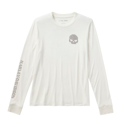 WILLIE G SKULL BLING LONG SLEEVE - WHITE