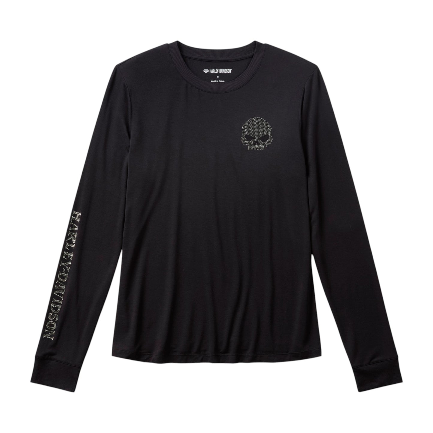 WILLIE G SKULL BLING LONG SLEEVE - BLACK