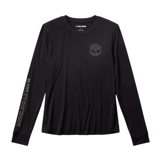 WILLIE G SKULL BLING LONG SLEEVE - BLACK