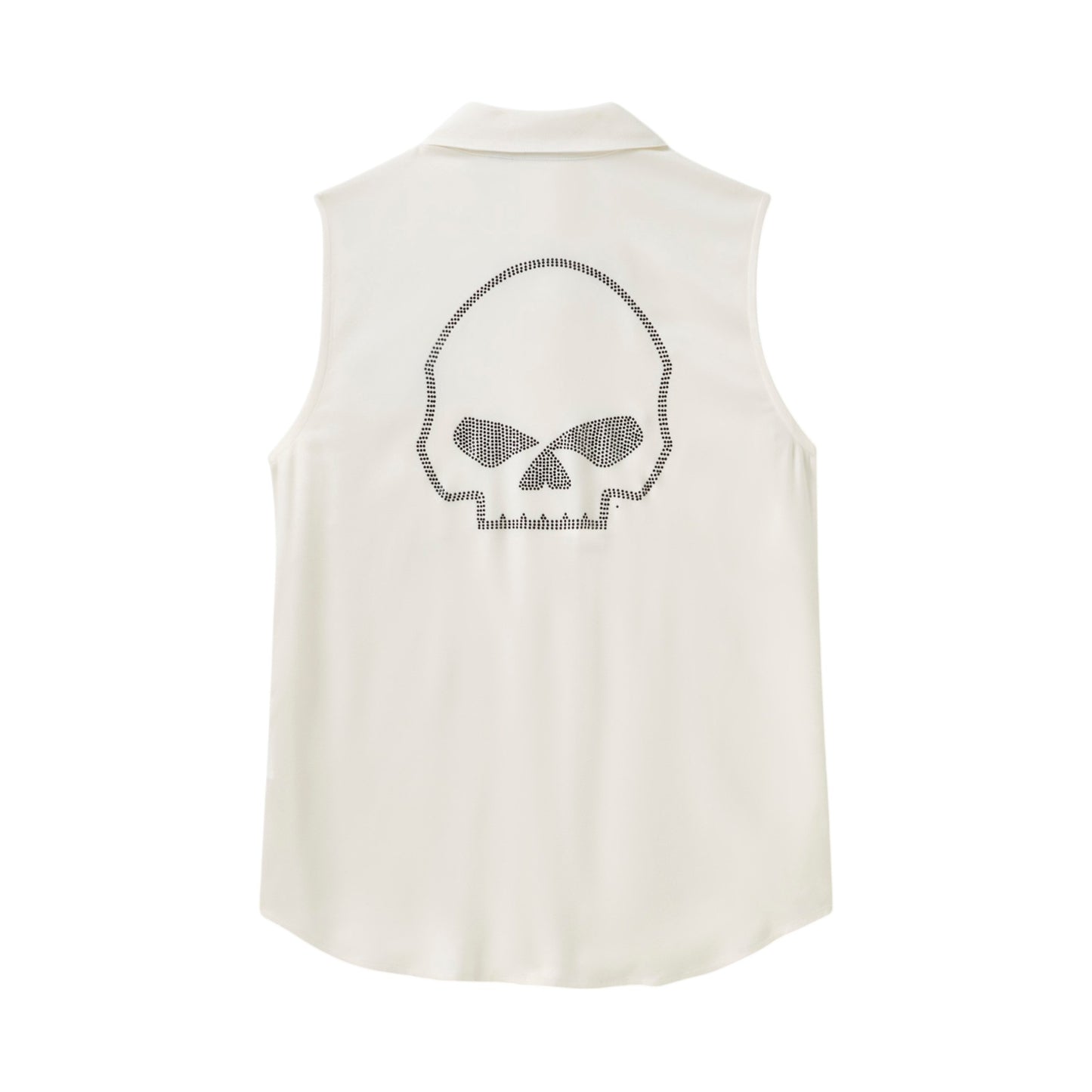 WILLIE G SKULL BLING SLEEVELESS WOVEN - WHITE