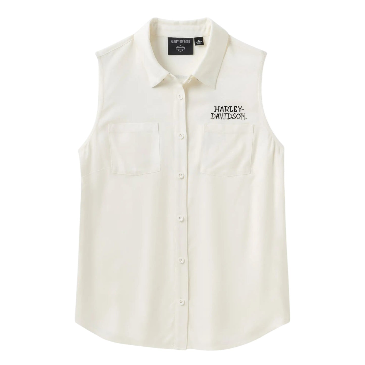 WILLIE G SKULL BLING SLEEVELESS WOVEN - WHITE