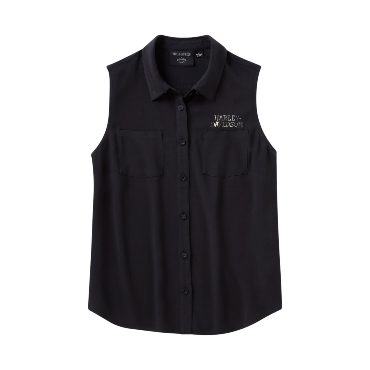 WILLIE G SKULL BLING SLEEVELESS WOVEN - BLACK