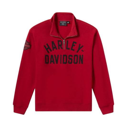 H-D ESSENTIAL 1/4 ZIP PULLOVER FLEECE - RED