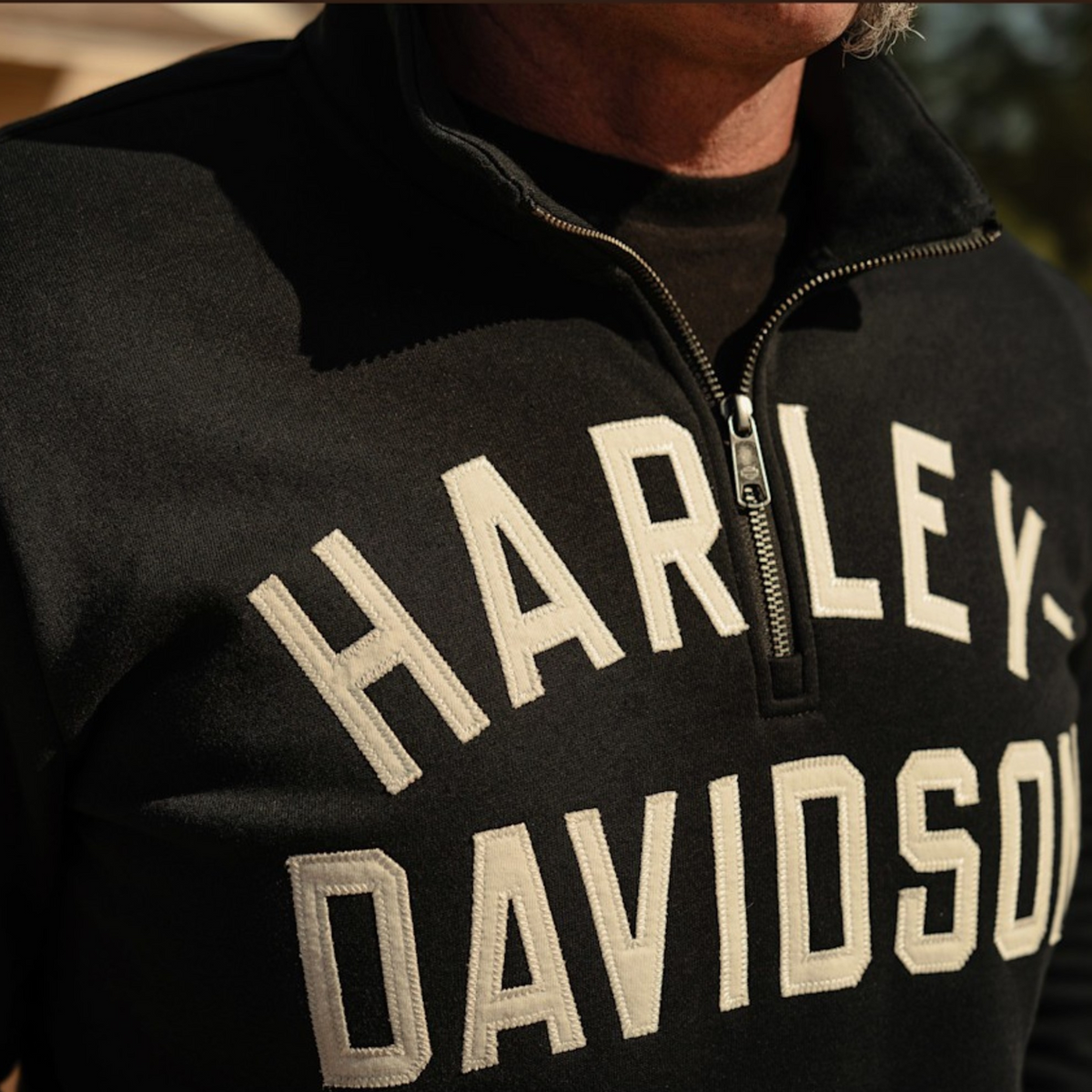 H-D ESSENTIAL 1/4 ZIP PULLOVER FLEECE - BLK