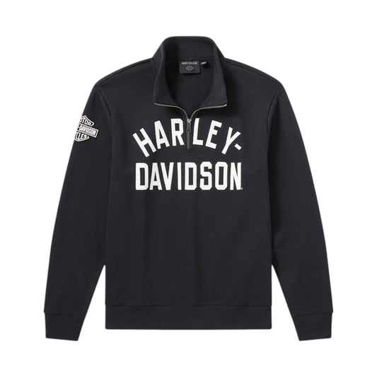 H-D ESSENTIAL 1/4 ZIP PULLOVER FLEECE - BLK