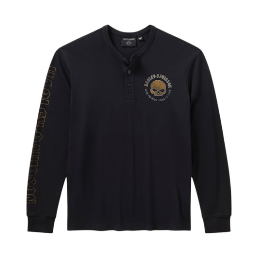 WILLIE G DARK CUSTOM THERMAL HENLEY - BLK