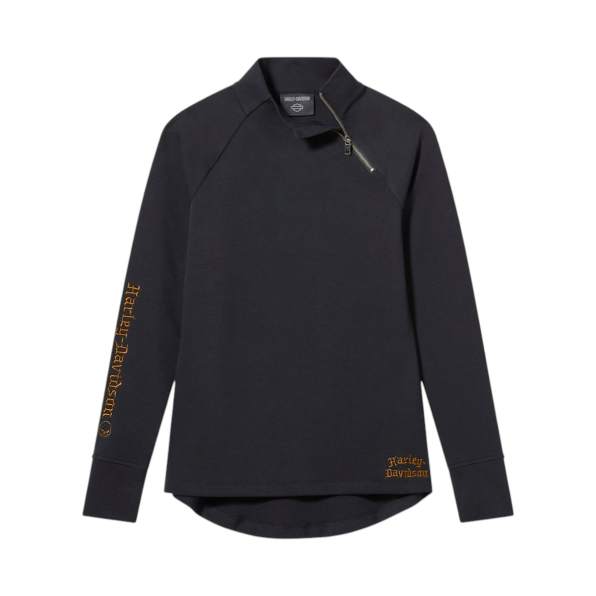 WILLIE G SKULL 3/4 ZIP TOP - BLK