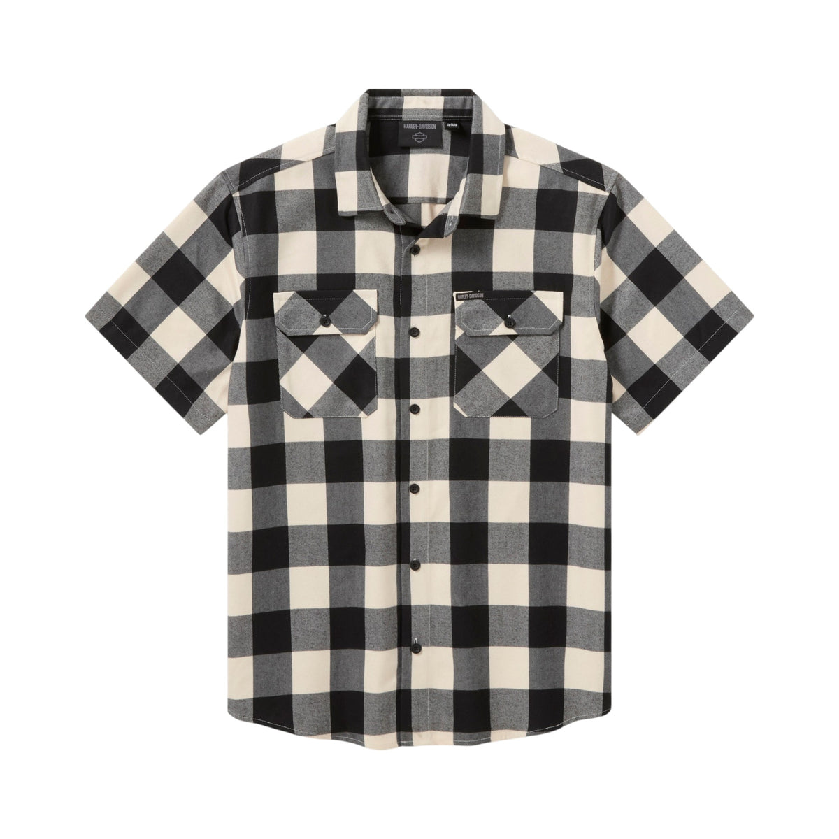 SHIRT WOVEN OFF WHITE/BLK PLAID