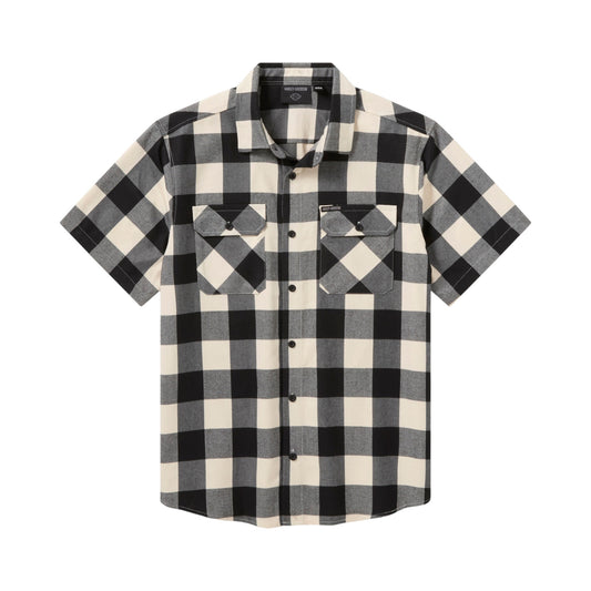 SHIRT WOVEN OFF WHITE/BLK PLAID