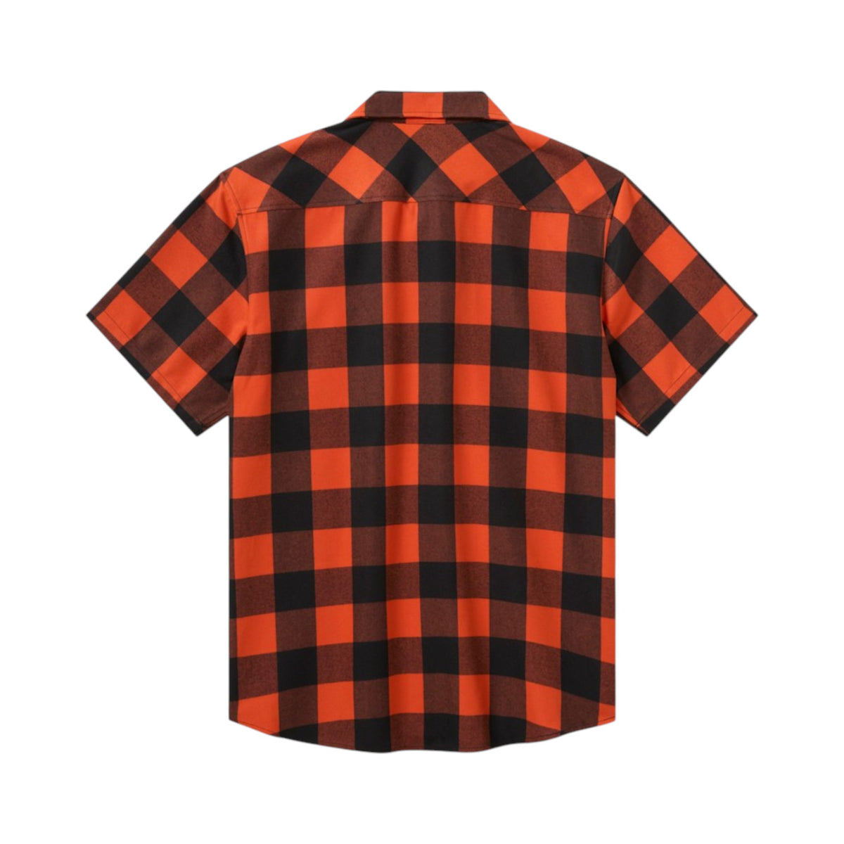 SHIRT - WOVEN BLACK/ORANGE PLAID