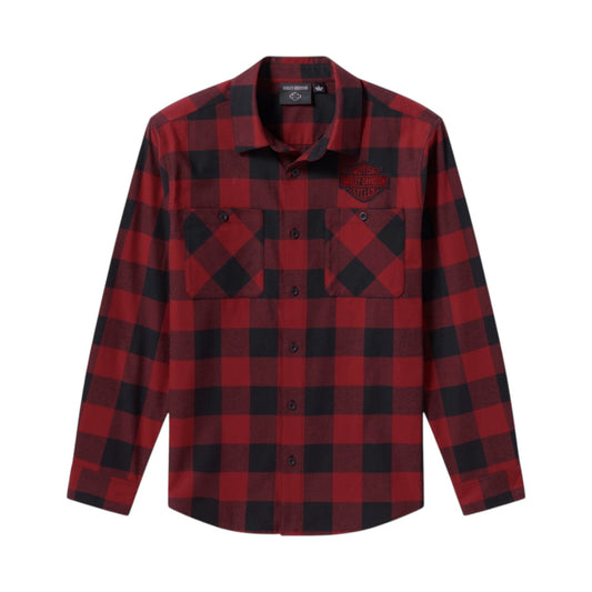 H-D ESSENTIAL BUFFALO CHECK WOVEN SHIRT - RED
