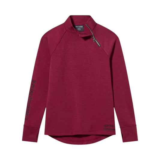 WILLIE G SKULL 3/4 ZIP TOP - RED