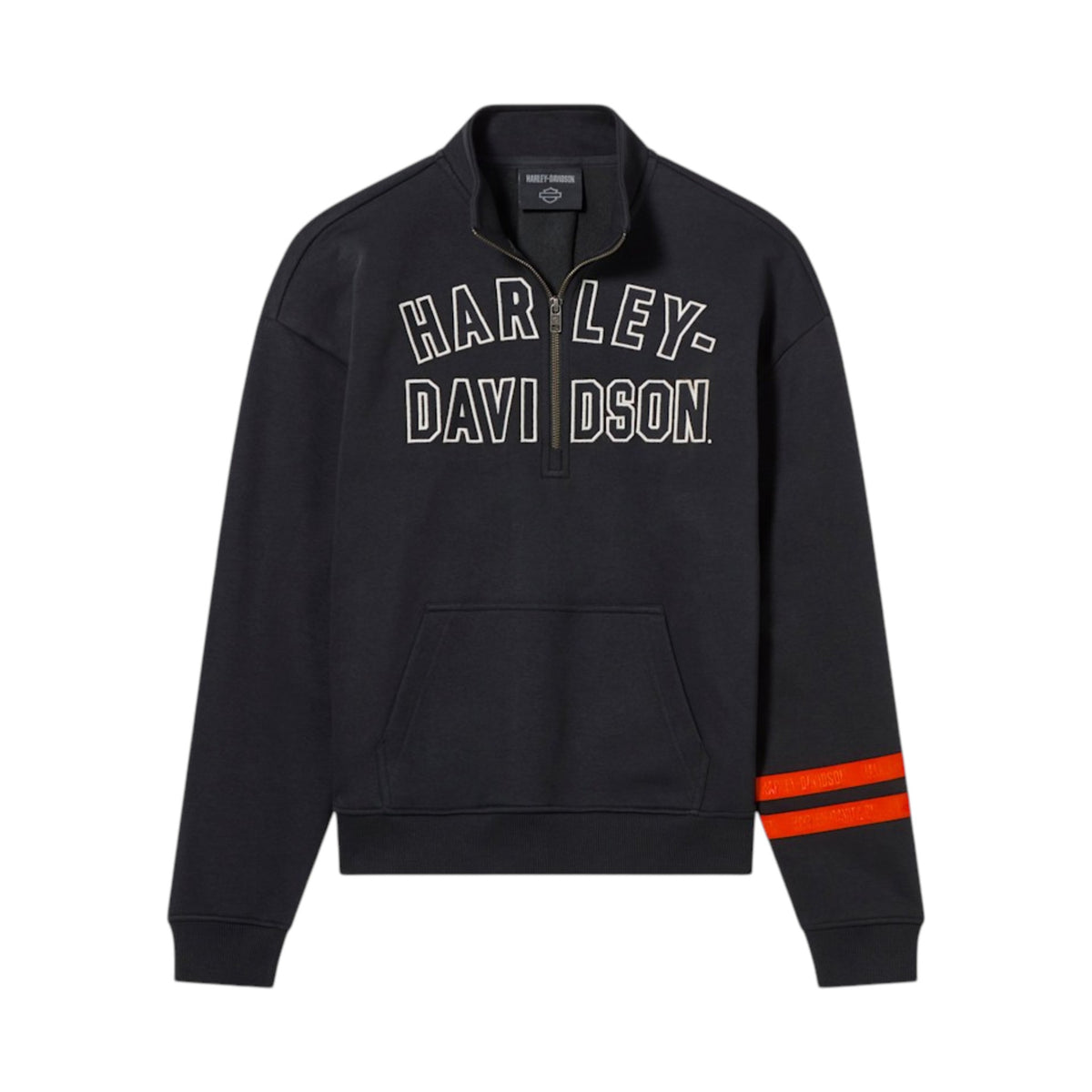 H-D ESSENTIAL 3/4 ZIP FLEECE CREW - BLK