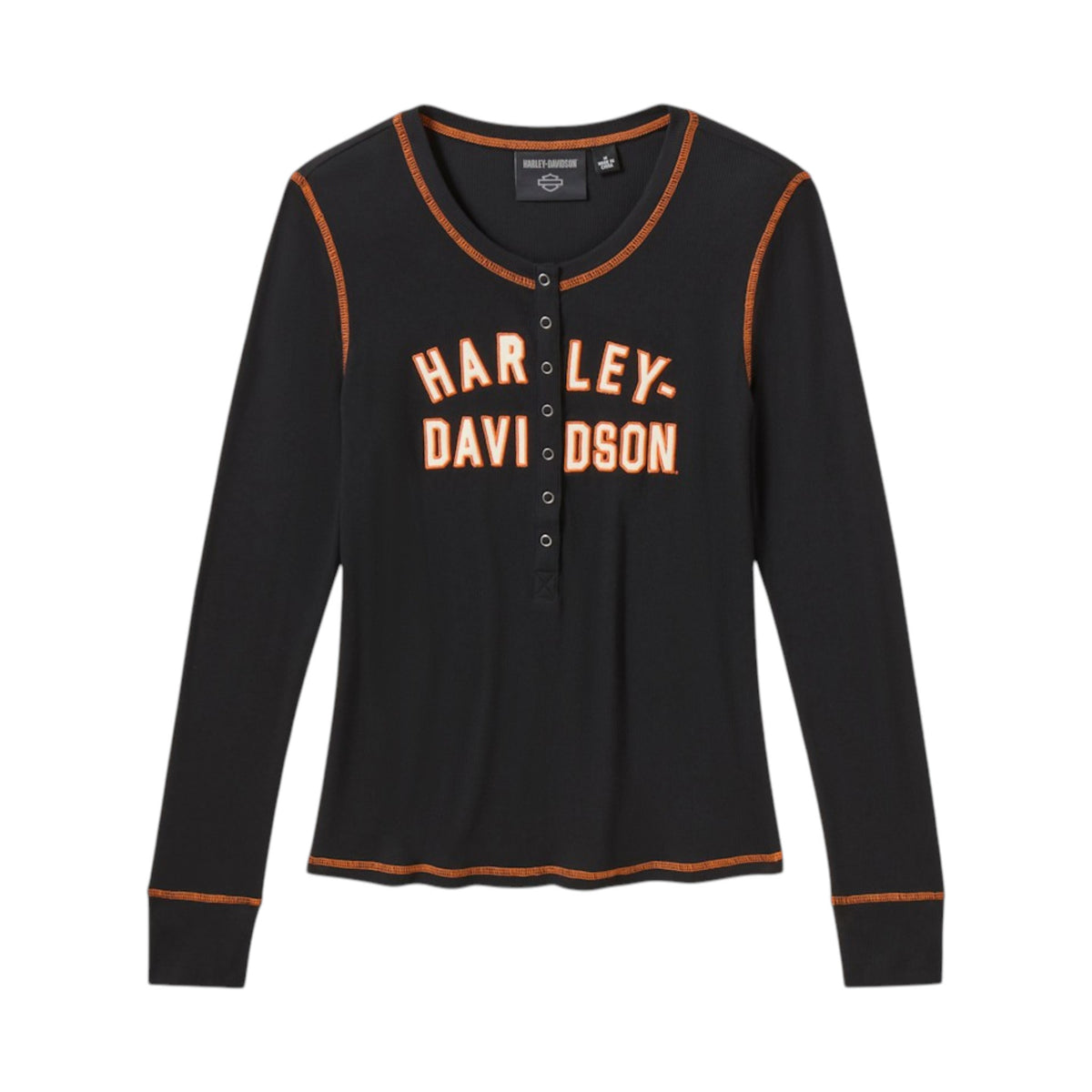 H-D ESSENTIAL SNAP HENLEY - BLK
