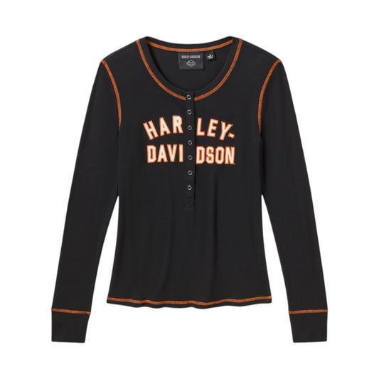H-D ESSENTIAL SNAP HENLEY - BLK