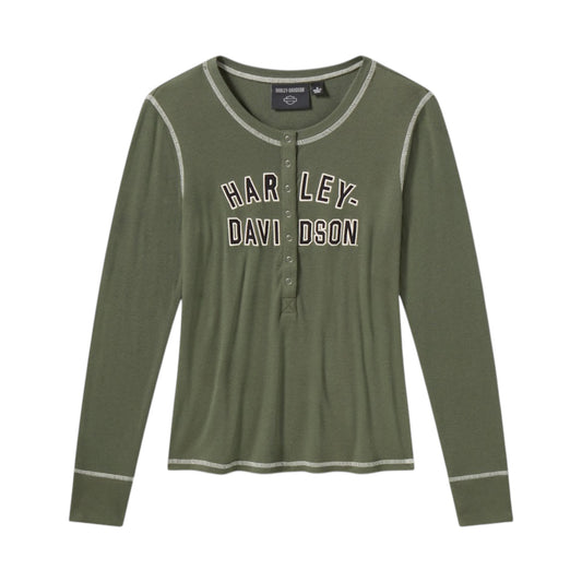 H-D ESSENTIAL SNAP HENLEY - GREEN