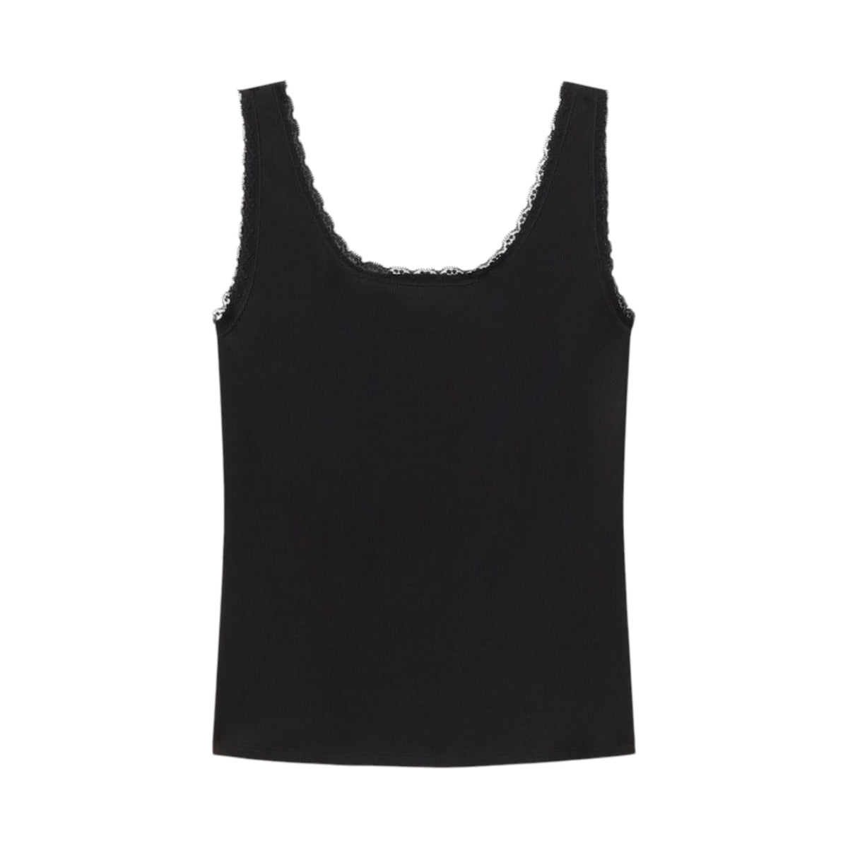BLING BAR & SHIELD LACE TANK - BLK