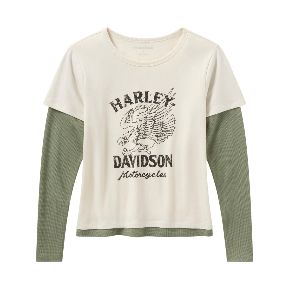 H-D AMERICAN CLASSIC LAYERED TOP - OFF-WHITE/GREEN