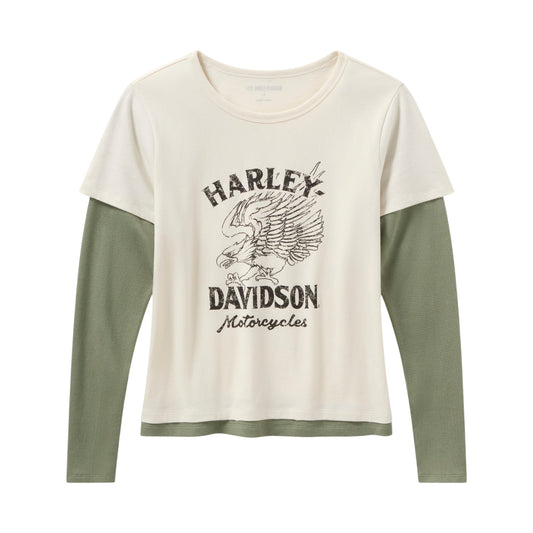 H-D AMERICAN CLASSIC LAYERED TOP - OFF-WHITE/GREEN