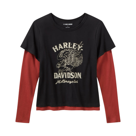 H-D AMERICAN CLASSIC LAYERED TOP - BLK/RED