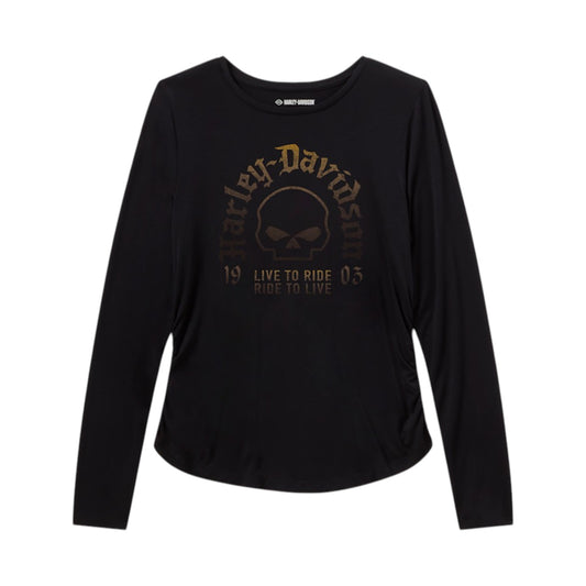 WILLIE G SKULL LONG SLEEVE TOP - BLK