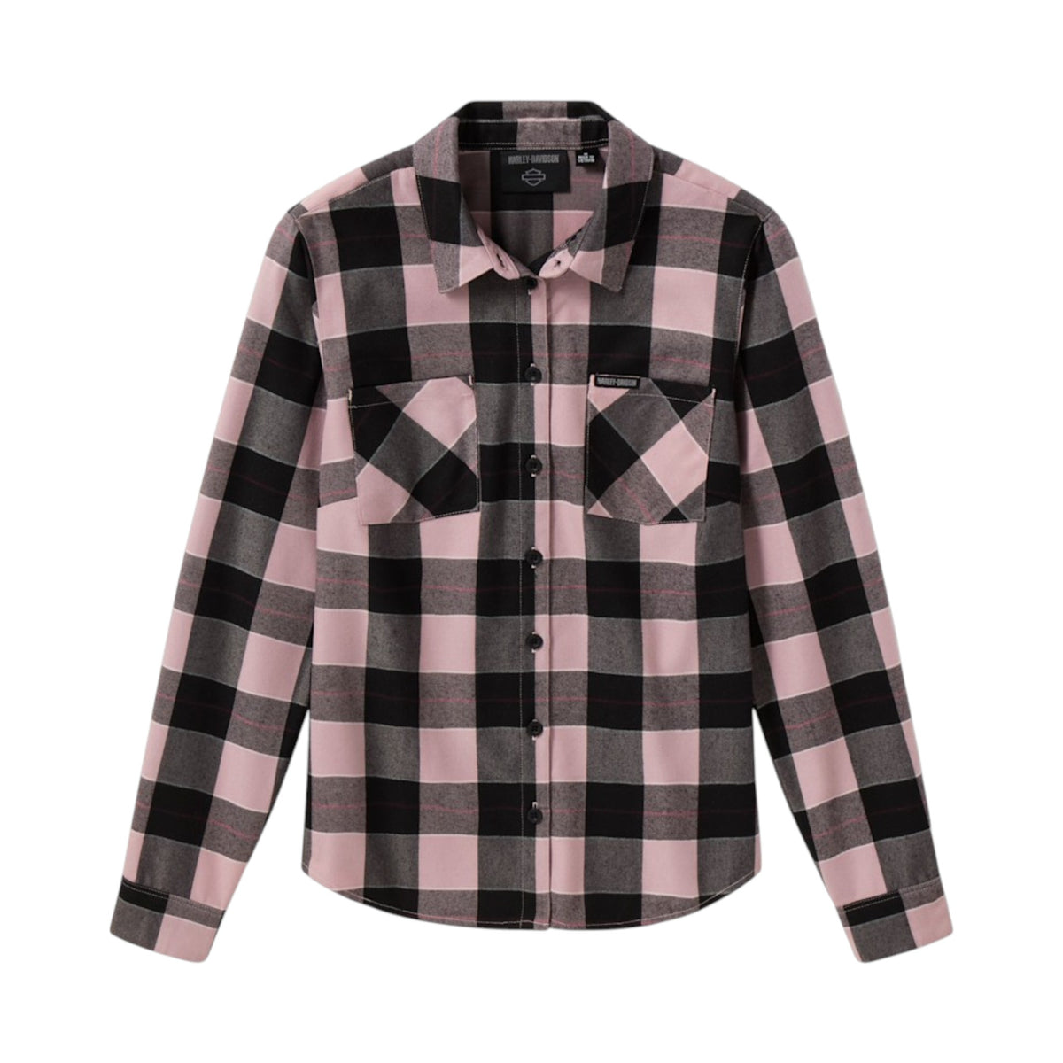 WOMEN'S H-D STANDARD BUFFALO PLAID LONG SLEEVE SHIRT - PLAID DUSTY MAUVE
