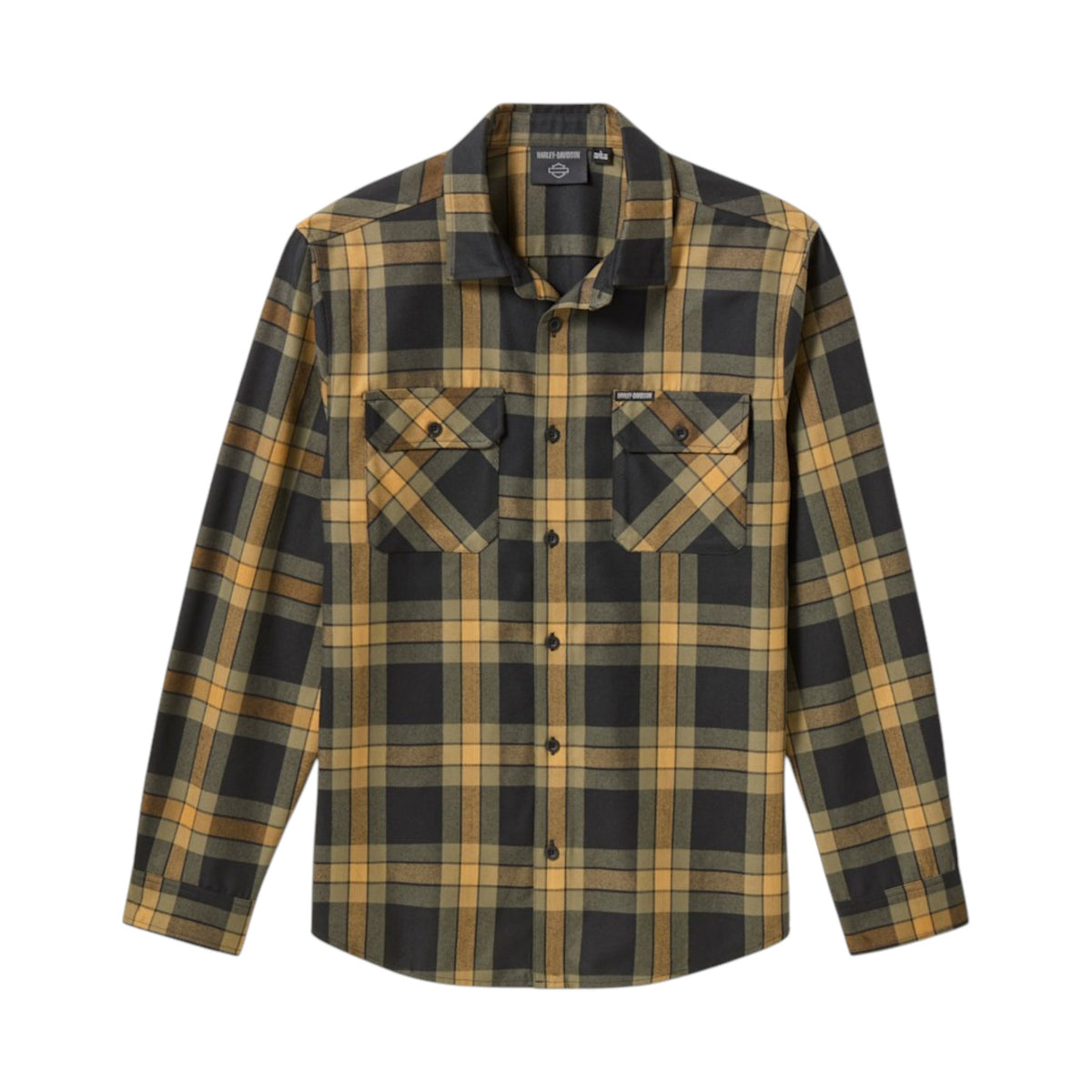 HARLEY-DAVIDSON LONG SLEEVE PLAID SHIRT - BROWN/BLK