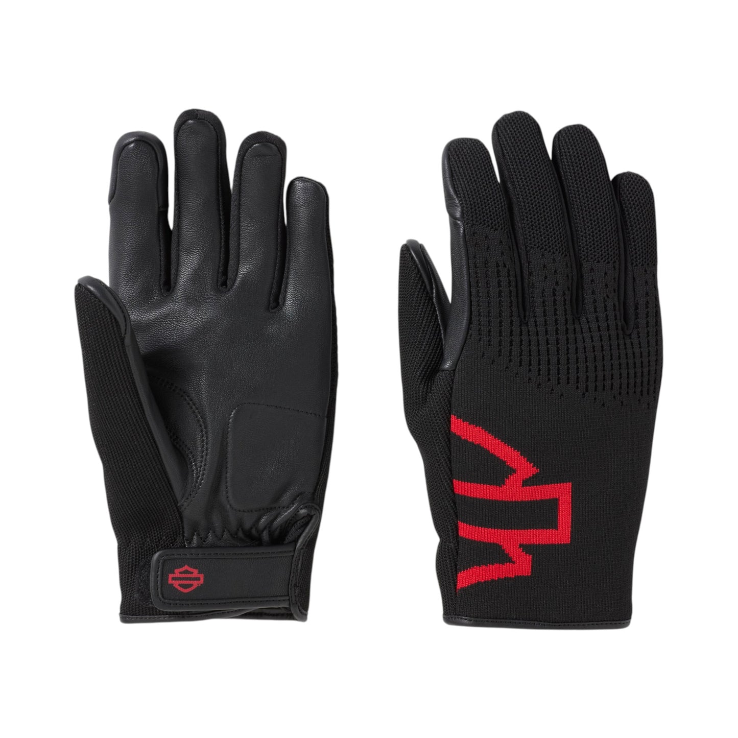 H-D DYNA KNIT RIDING GLOVES - BLACK/RED