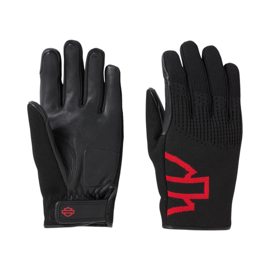 H-D DYNA KNIT RIDING GLOVES - BLACK/RED