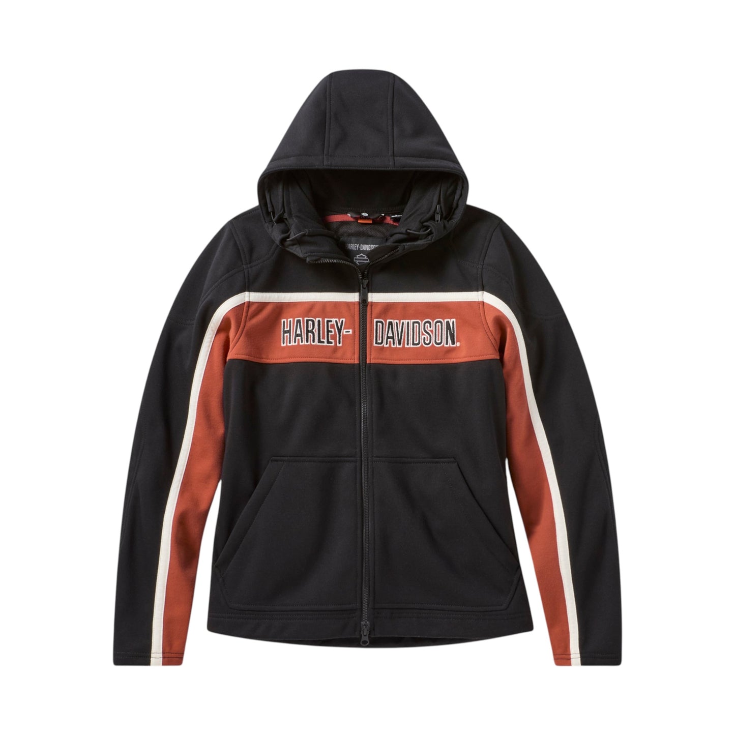 H-D TRENTON DEFLECTOR 2.0 HOODED RIDING FLEECE-ORANGE COLORBLOCK