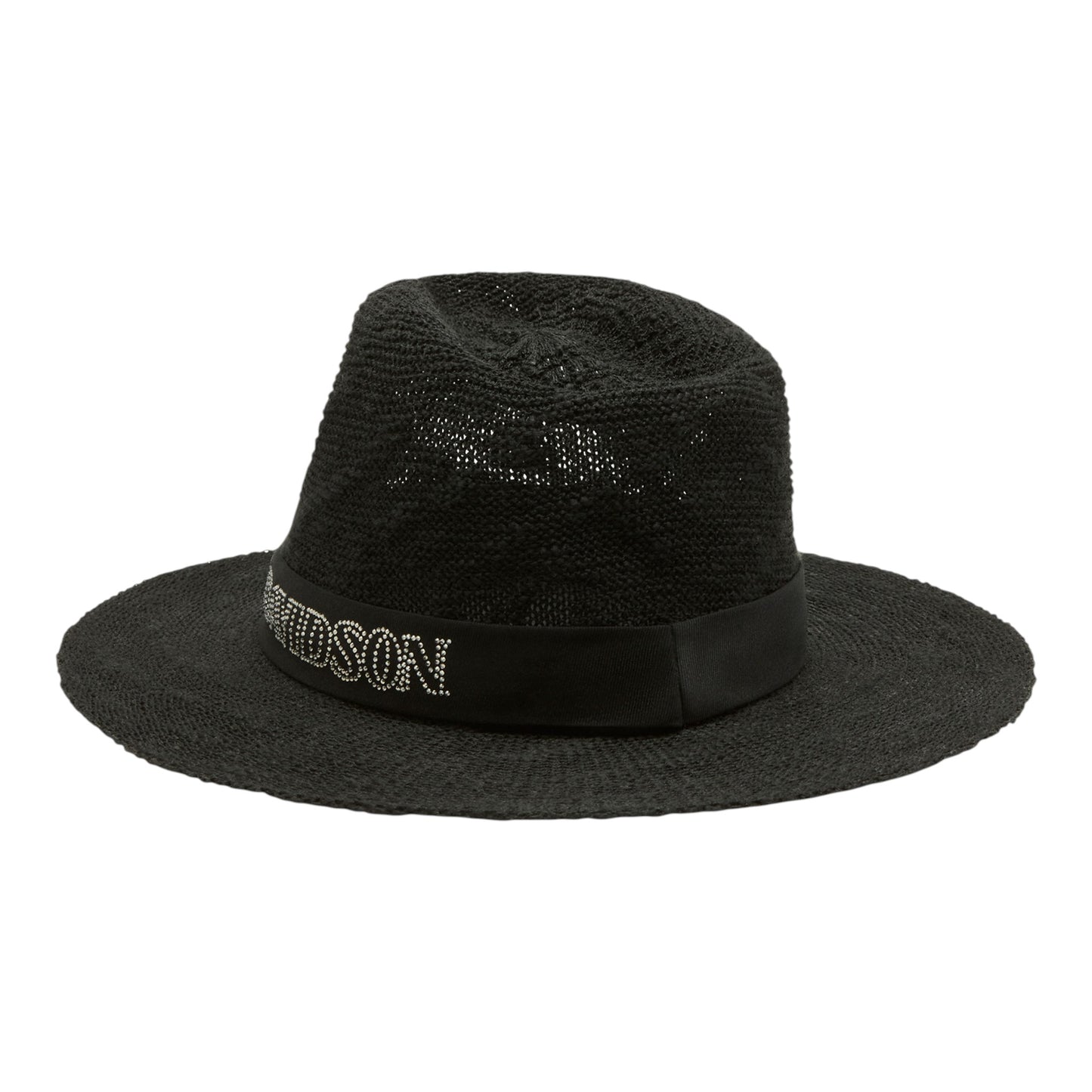 BLING PACKABLE STRAW HAT - BLACK