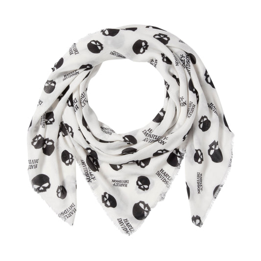 WILLIE G SKULL SHAWL - WHITE