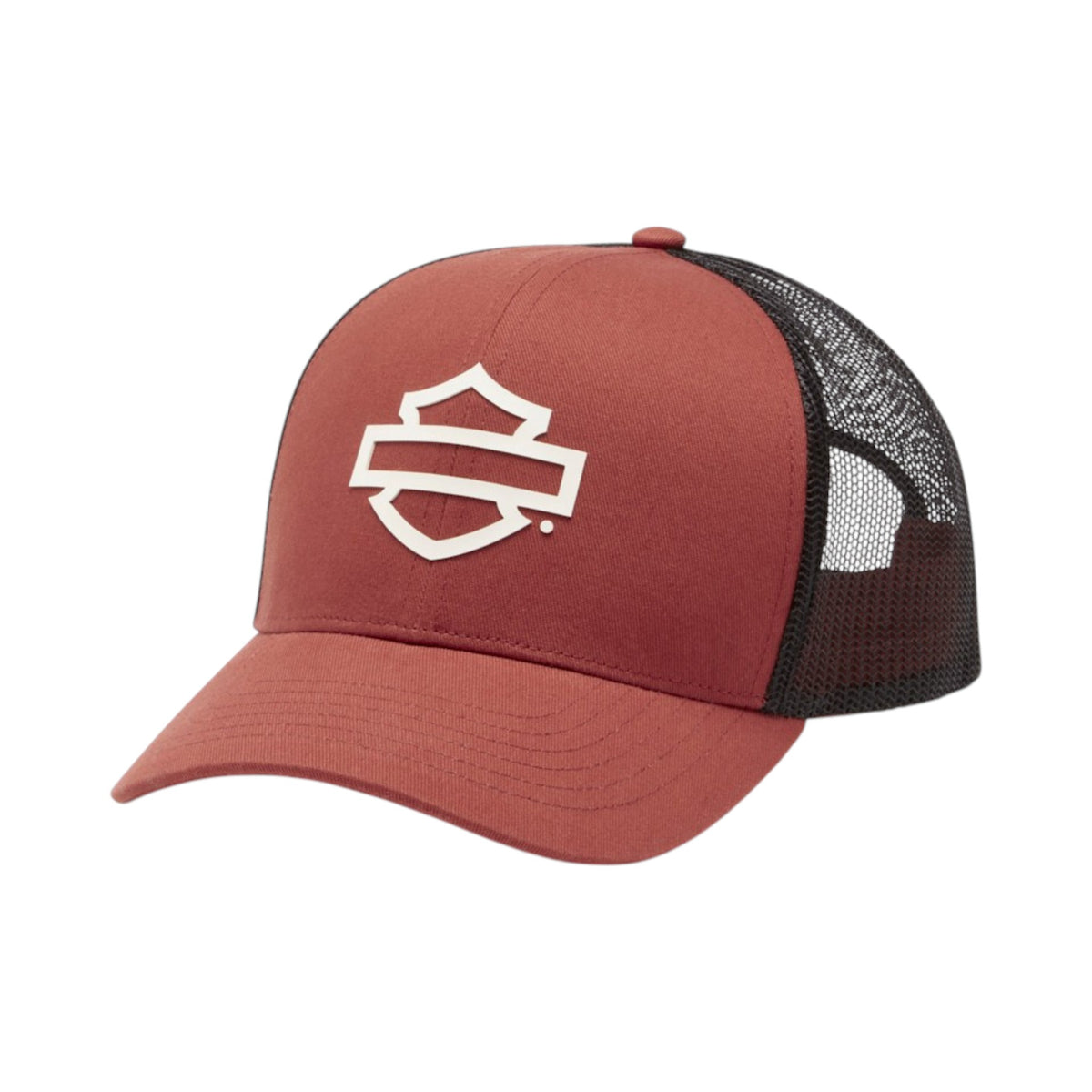 LOGO COLORBLOCK ADJUSTABLE TRUCKER CAP - BARN RED