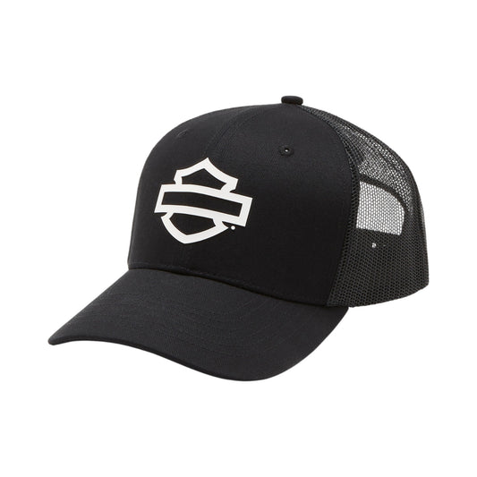 LOGO COLORBLOCK ADJUSTABLE TRUCKER CAP - BLACK