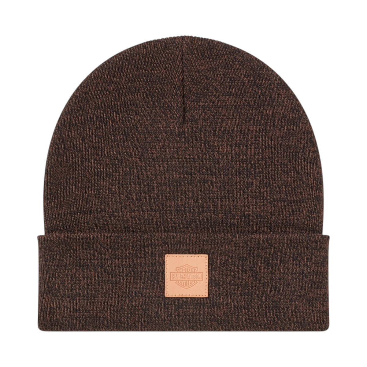 FOREVER HARLEY LEATHER PATCH BEANIE - COFFEE