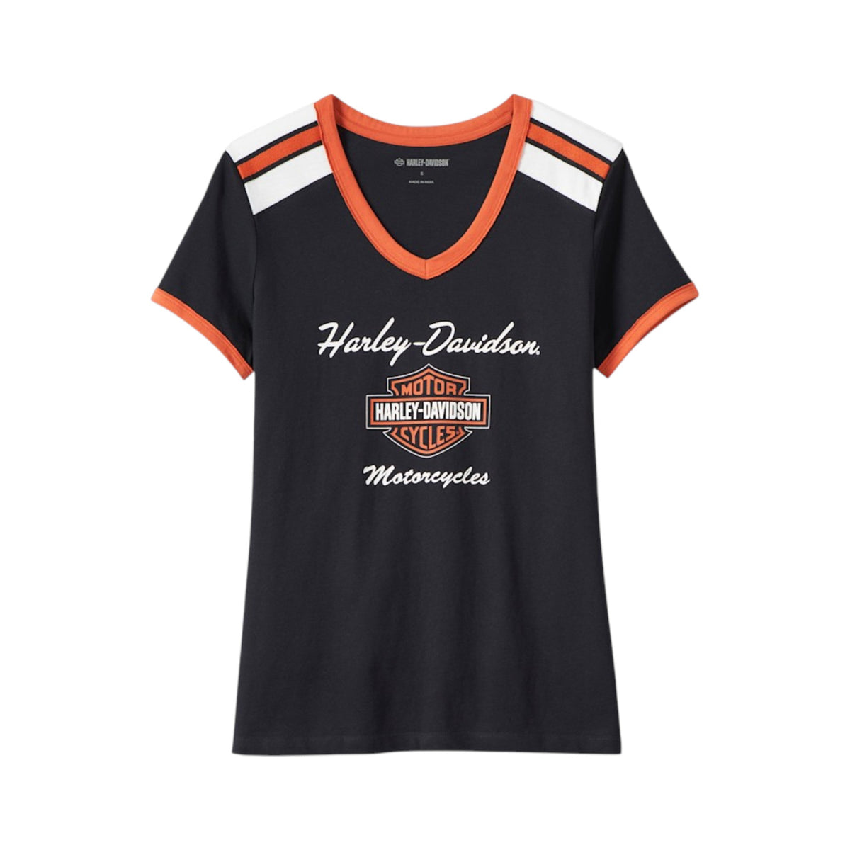 WOMEN'S ICONIC V-NECK SHOULDER STRIPE TEE