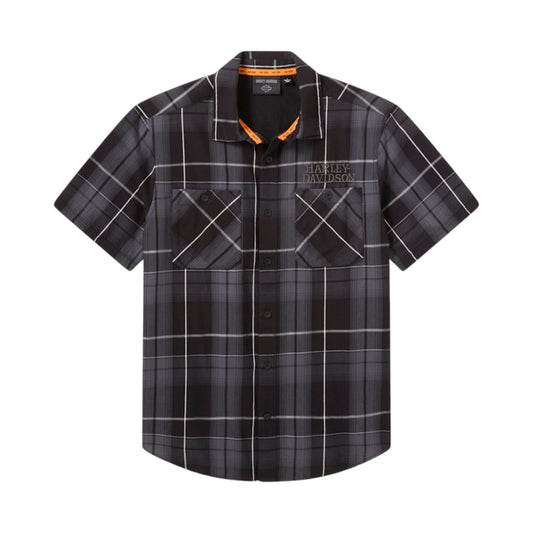 WILLIE G SKULL VENTED STRETCH COMFORT SHIRT - BLK