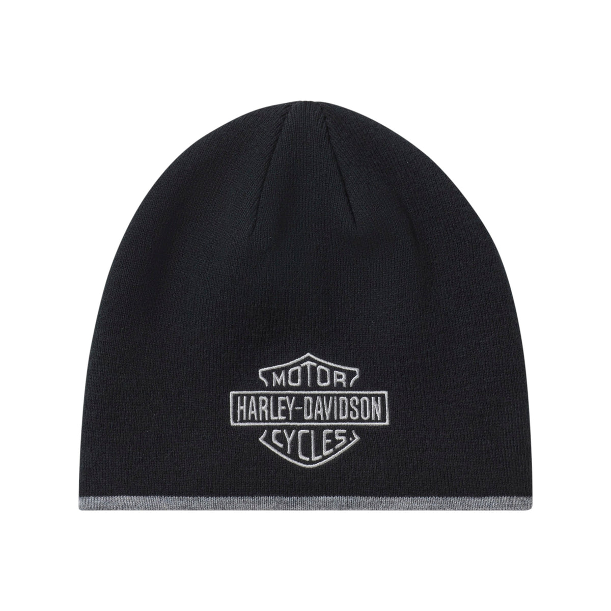 MEN'S BAR & SHIELD KNIT BEANIE - BLACK