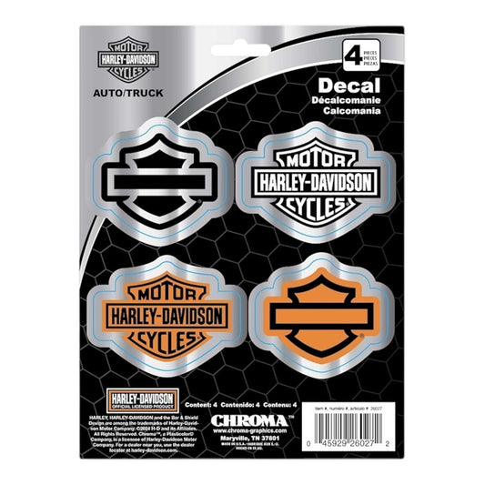 HARLEY 4PC CHROME DECAL