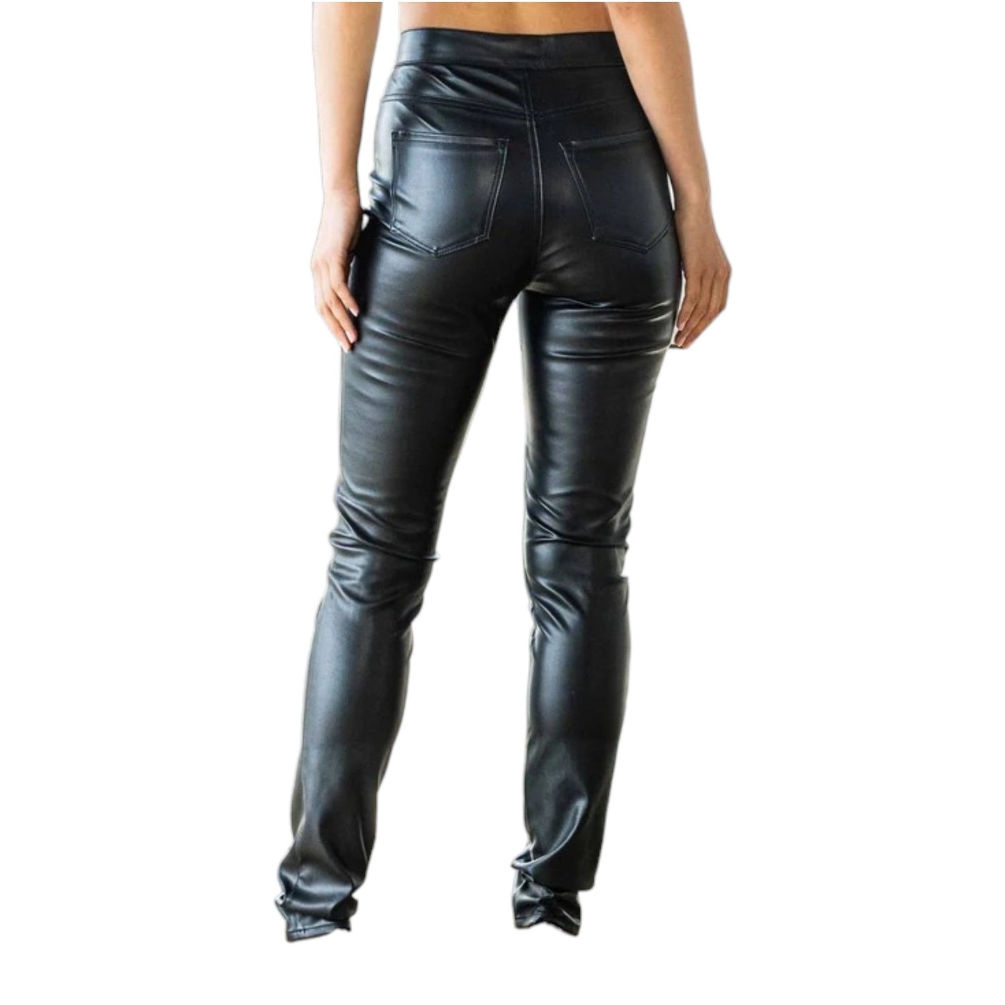 SKINNY PANTS - SHINY BLK