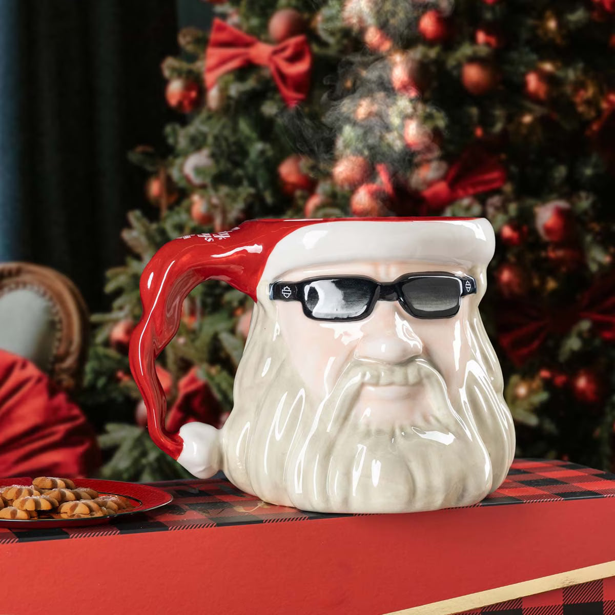 W25 BIKER SANTA SCULPTED MUG