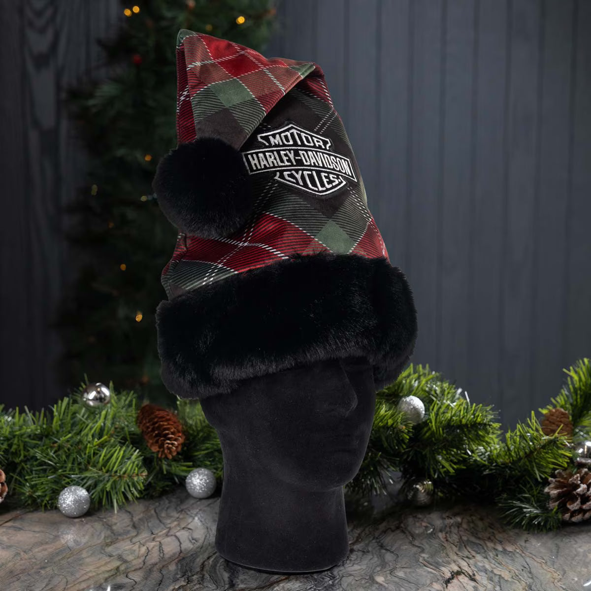 W25 HOLIDAY PLAID SANTA HAT