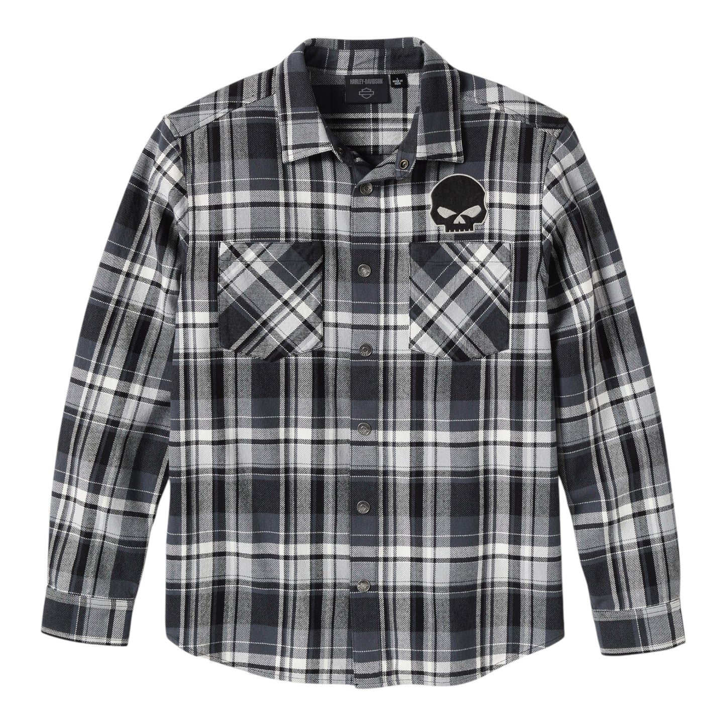 SHIRT-WOVEN, WILLIE G,BLK/LIGHT GRY PLAID